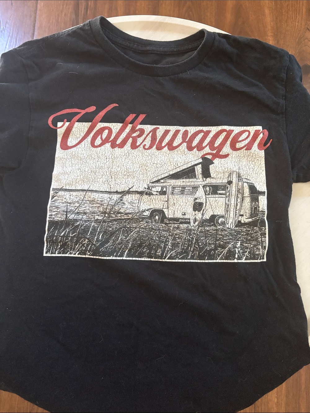 Volkswagen Black Short Sleeve Graphic Tee - Surf Camper Design